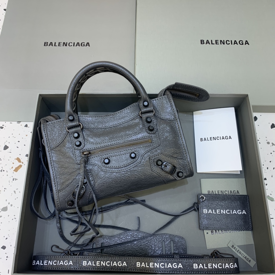 Balenciaga Classic City Mini Handbag Shoulder Bag Dark Gray